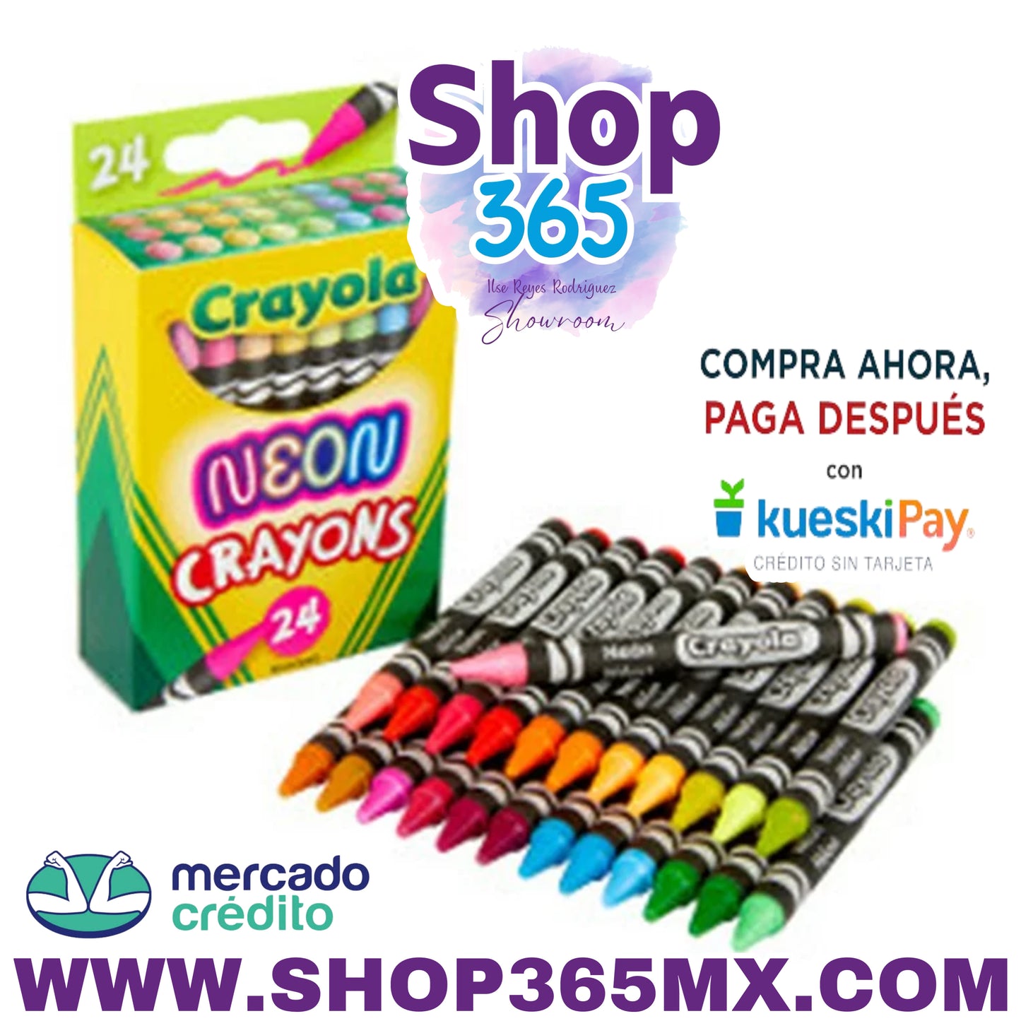 Crayola Neon Crayons, 24 quilates, útiles escolares y para maestros, artículos de arte, regalos creativos para niños principiantes