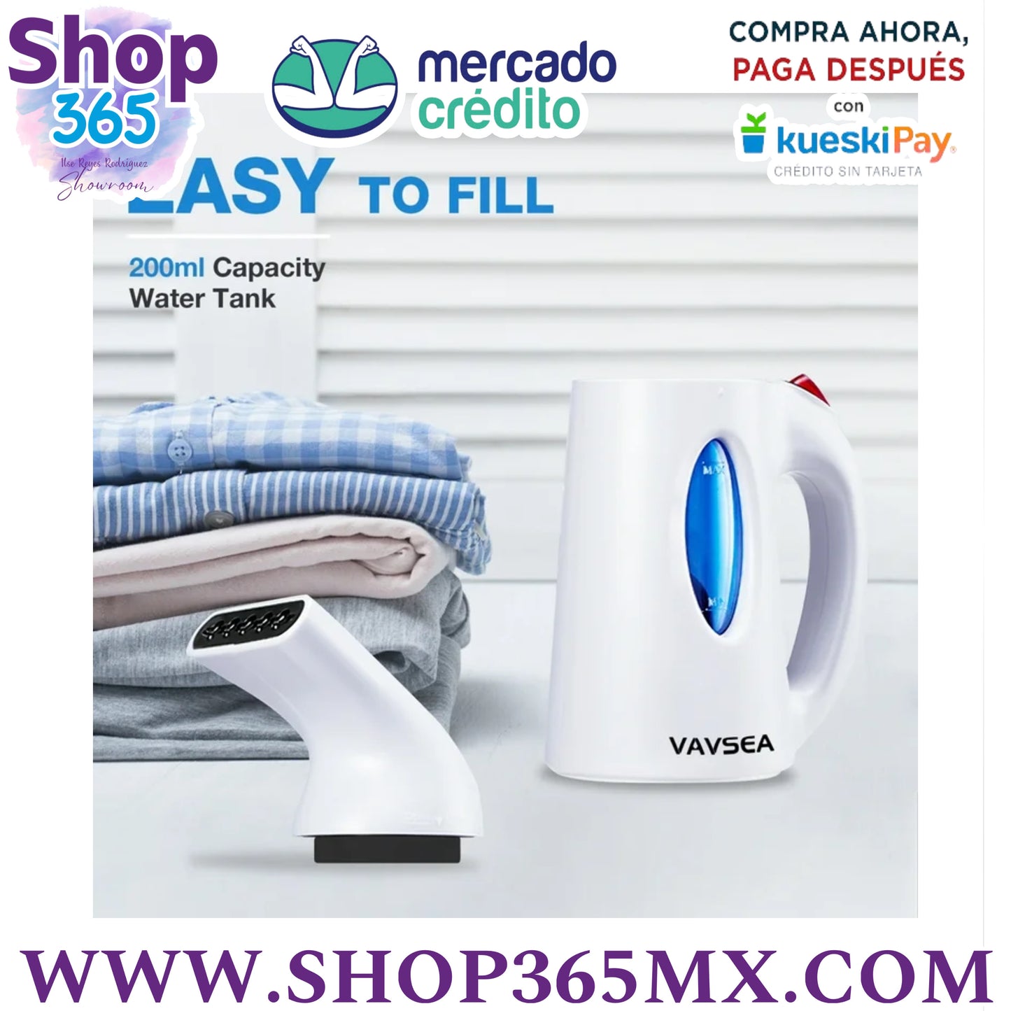 Steamer VAVSEA Vapor para Ropa, 700w Portable Garment Función de Apagado Automático, Arrugas / Vapor / Suavizado / Limpiar / Esterilizar, Blanco