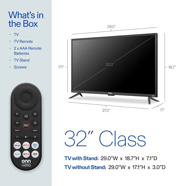 onn Smart TV de 32" Clase 720P HD con Tecnología VIZIO, 32S2V1