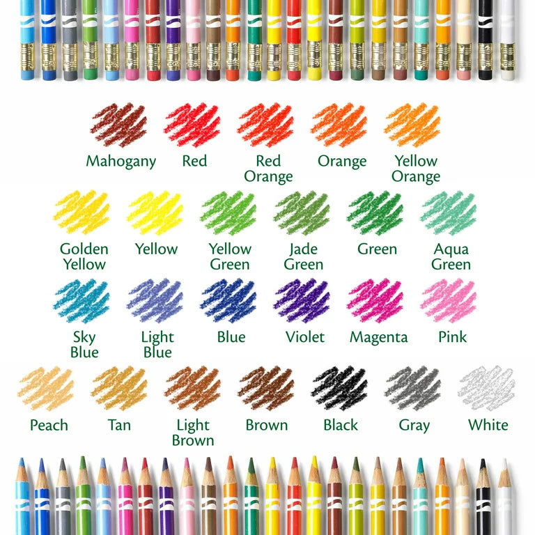 Lápices de colores borrables Crayola, 24 unidades, útiles escolares para adolescentes, herramientas de arte, coloración para adultos