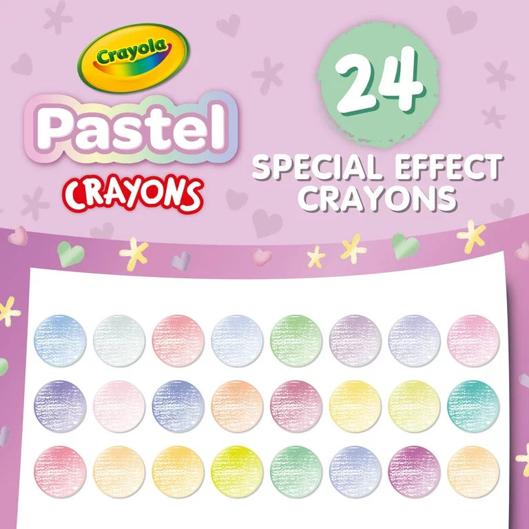 Crayola Crayones pastel de 24 quilates, útiles escolares, artículos de arte, regalos creativos para niños a partir de 3 años