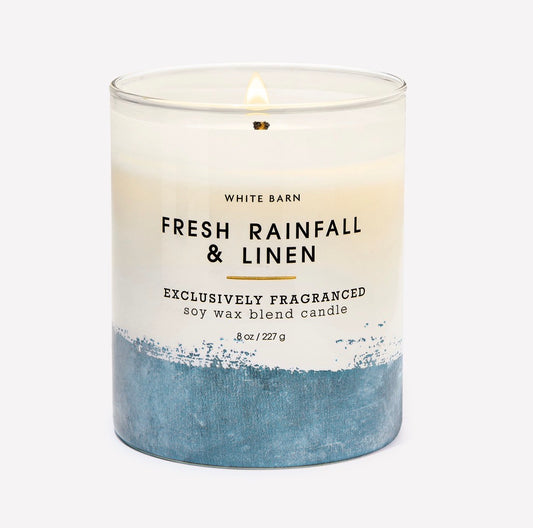 Fresh Rainfall & Linen Vela Aromática de 1 Mecha 227 g | White Barn