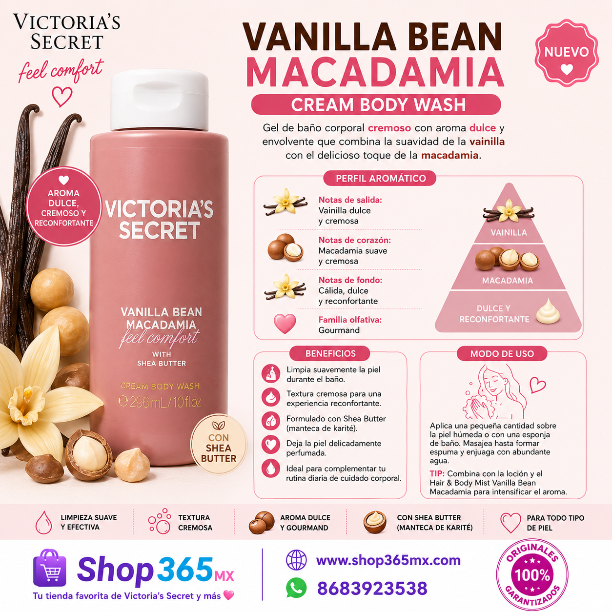 Victoria’s Secret Vanilla Bean Macadamia Cream Body Wash 296 ml