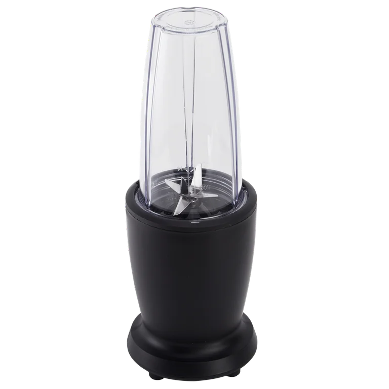 Mainstays Juego de Batidora de 10 Piezas, Negro, 300 W, con 3 Frascos (10 Oz, 16 Oz, 18 Oz), 2 Tapas para Beber, Hoja de Acero Inoxidable