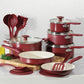 Juego de utensilios de cocina antiadherentes de cerámica Tramontina Ceramaware de 20 piezas, color vino.