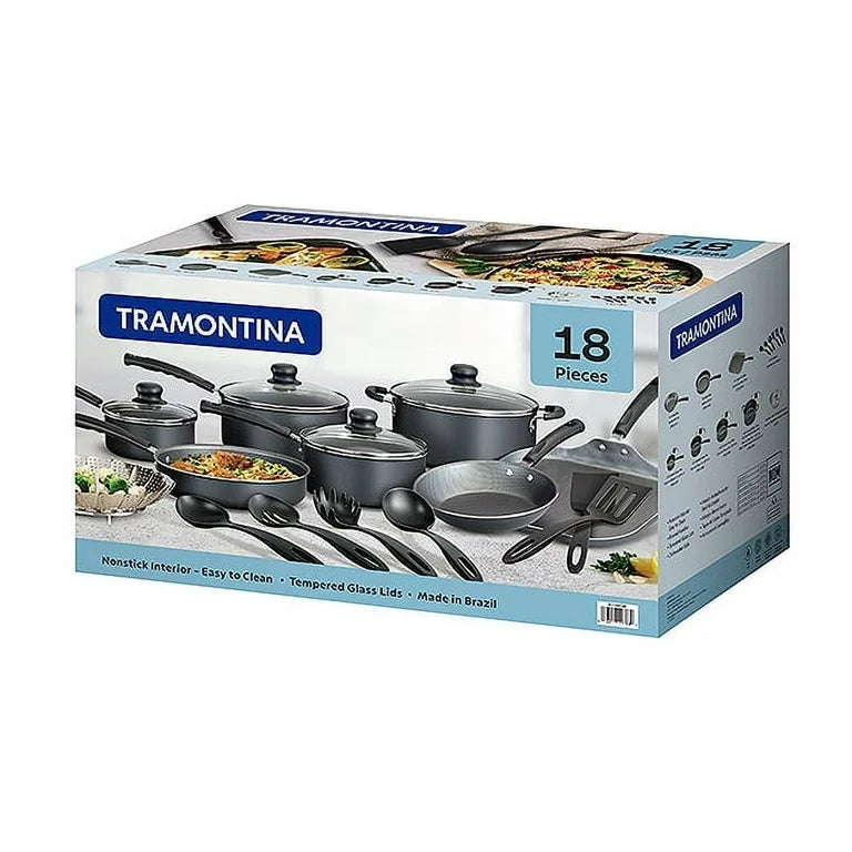 Juego de utensilios de cocina antiadherentes Tramontina Primaware de 18 piezas, negro