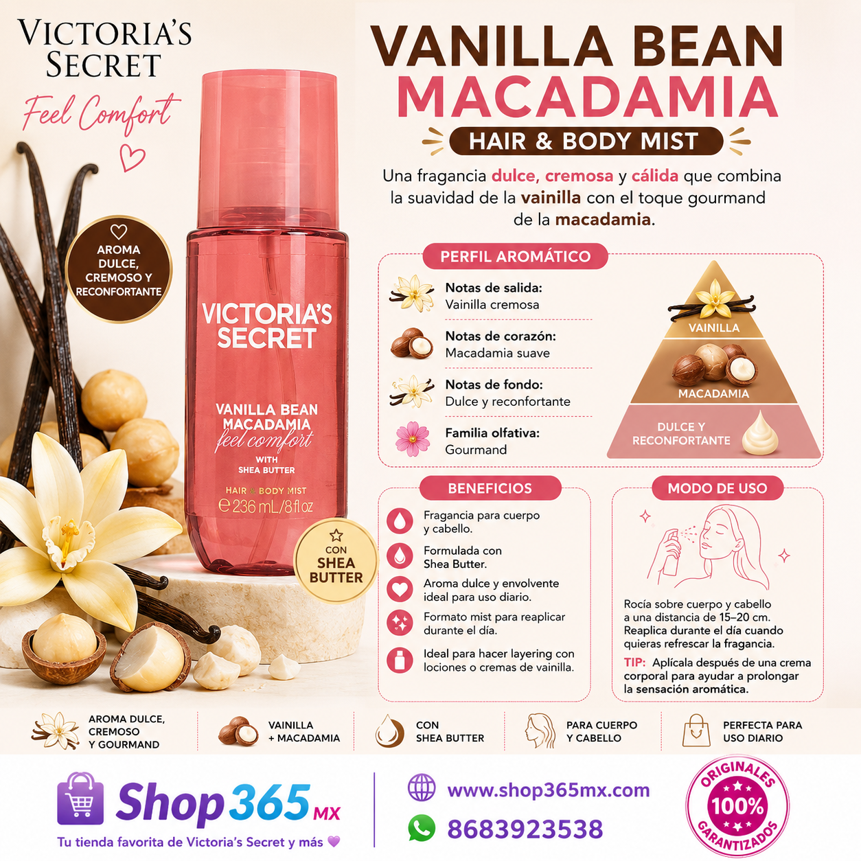 Victoria’s Secret Vanilla Bean Macadamia Hair & Body Mist 236 ml