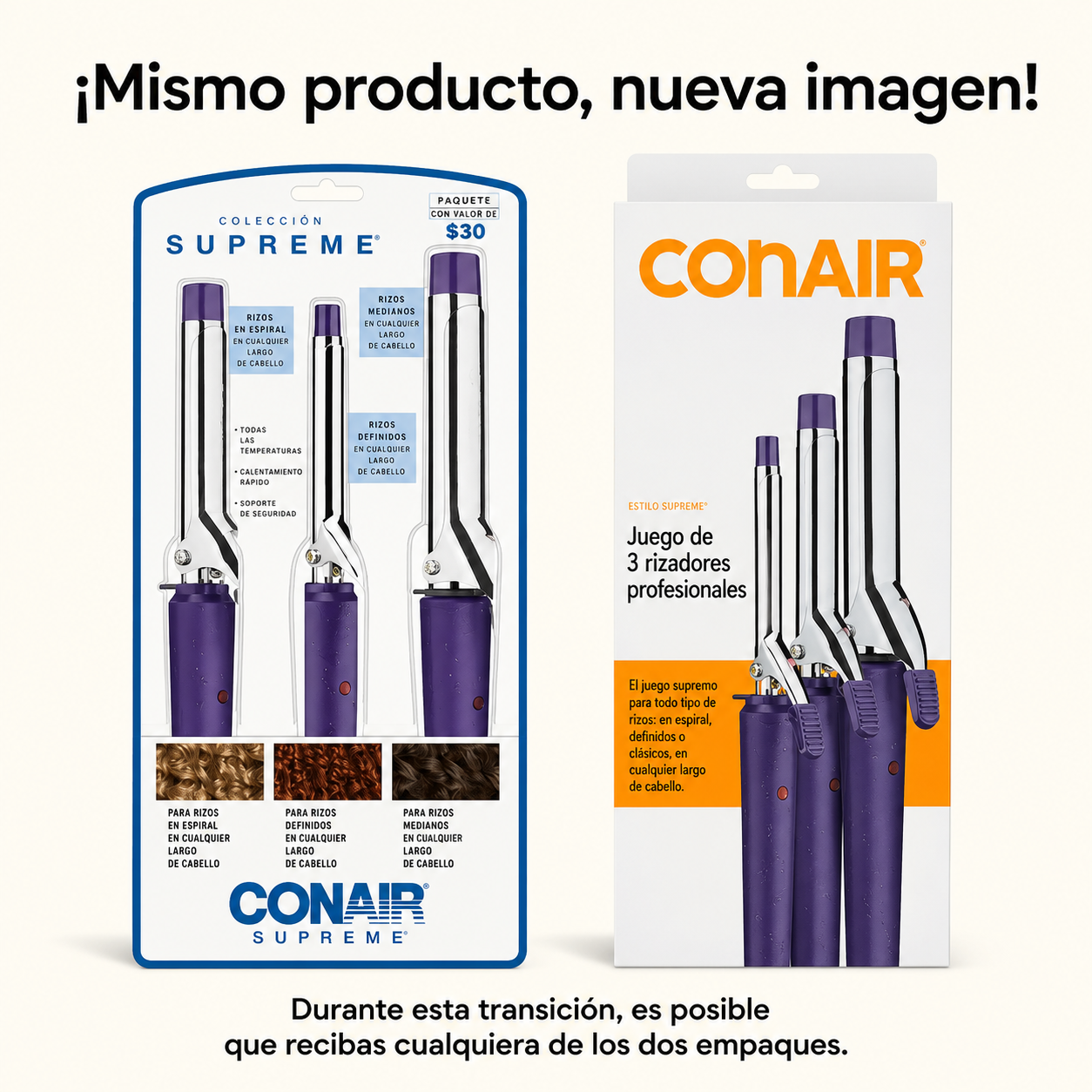 Conair Supreme Paquete de 3 Planchas para Rizar Incluye planchas para Rizar de 1/2", 3/4" y 1"