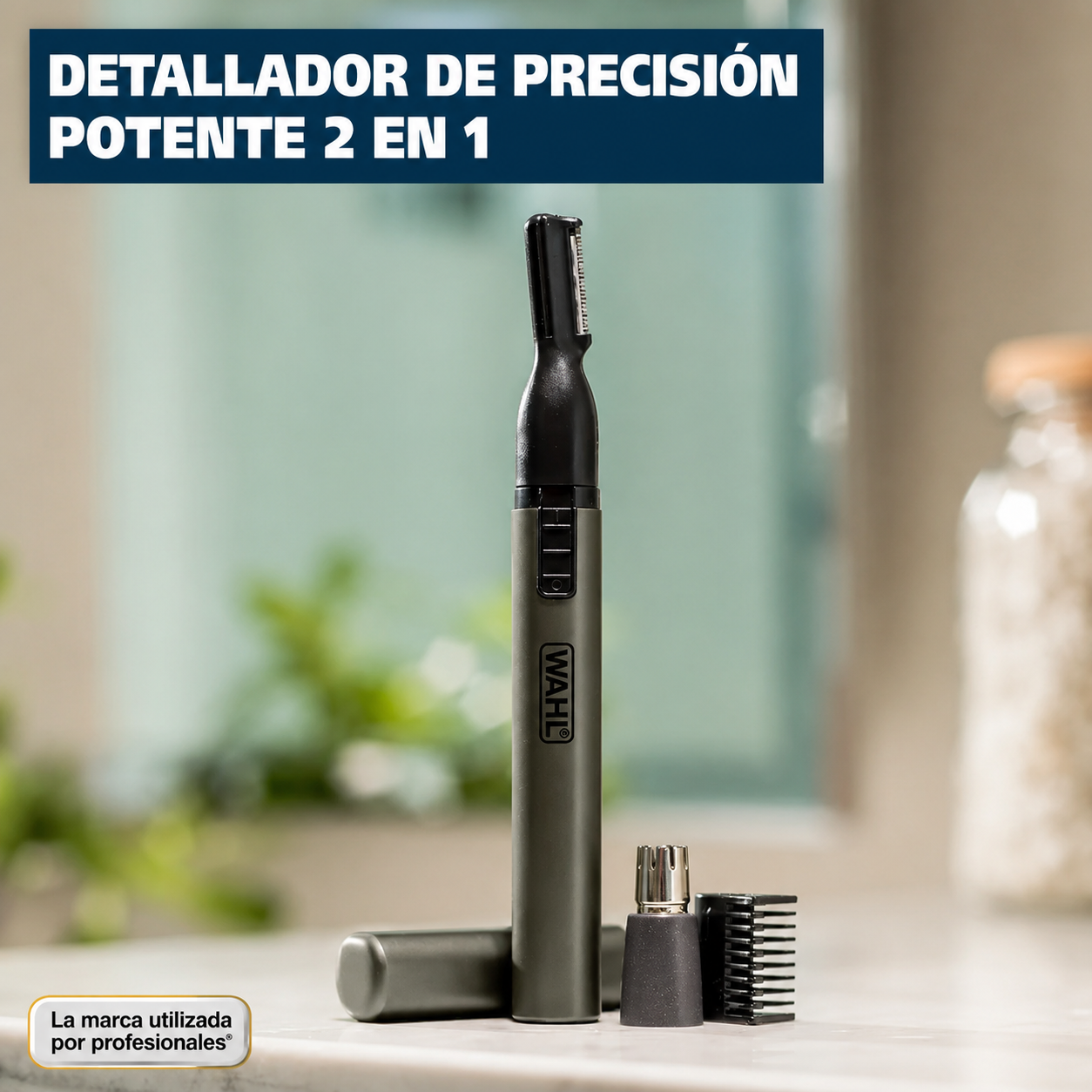 Wahl Recortadora de Pelo con Detalle Facial y Corporal con Batería de Litio Microgroomsman para Hombre 5640-1101