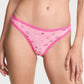 Victoria’s Secret Logo Print Lace Trim Thong – Tanga Rosa con Encaje