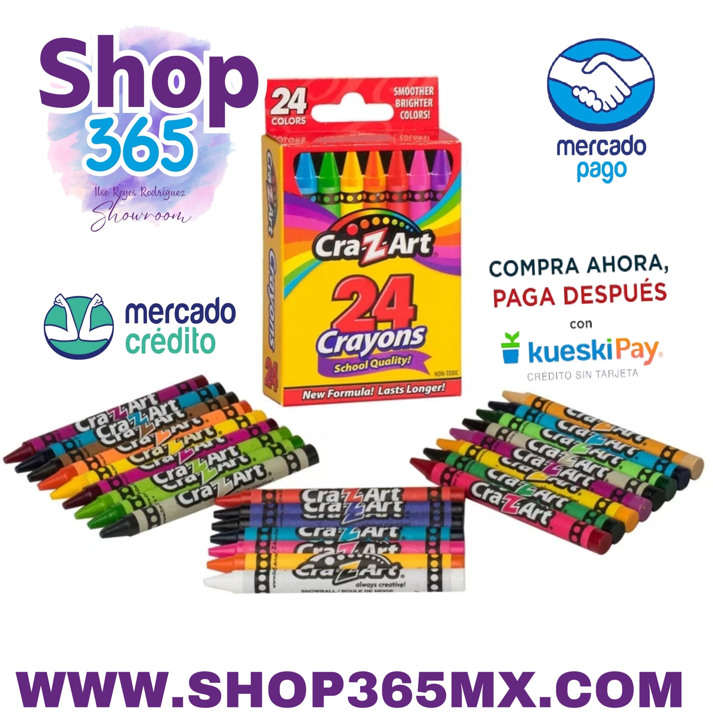 Cra-Z-Art Crayones multicolores de calidad escolar, 24 unidades, suministros para el regreso a la escuela