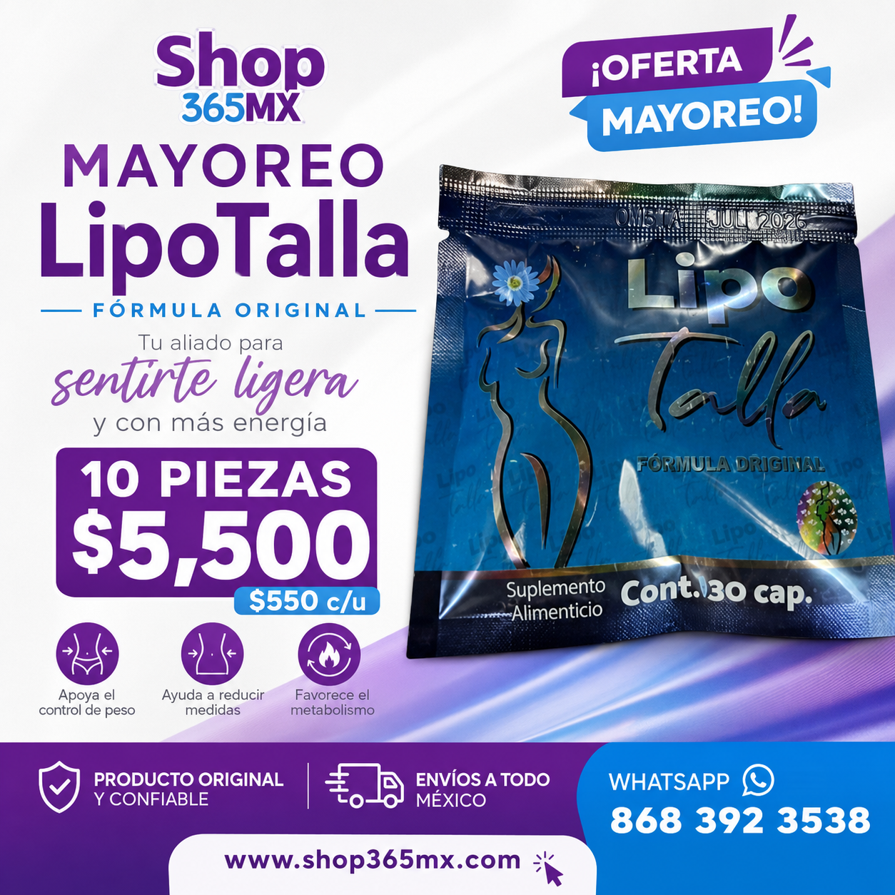 Lipotalla Formula Original Mayoreo 10 piezas