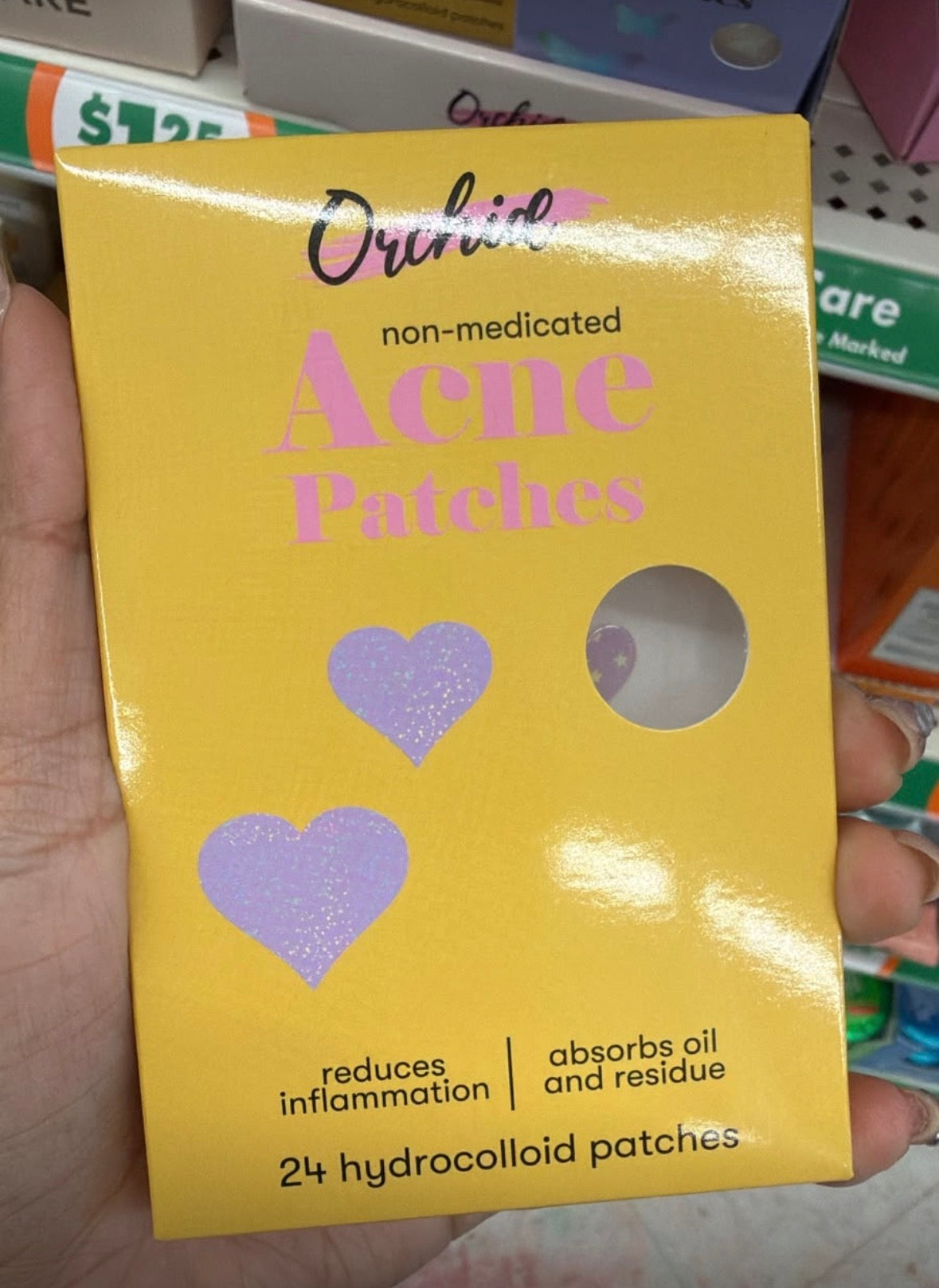 Orchid Acne Patches corazones brillantes