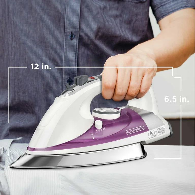 BLACK+DECKER Professional Steamer with Stainless Steel Sole and Extra Long Cord, Purple, IR1350S