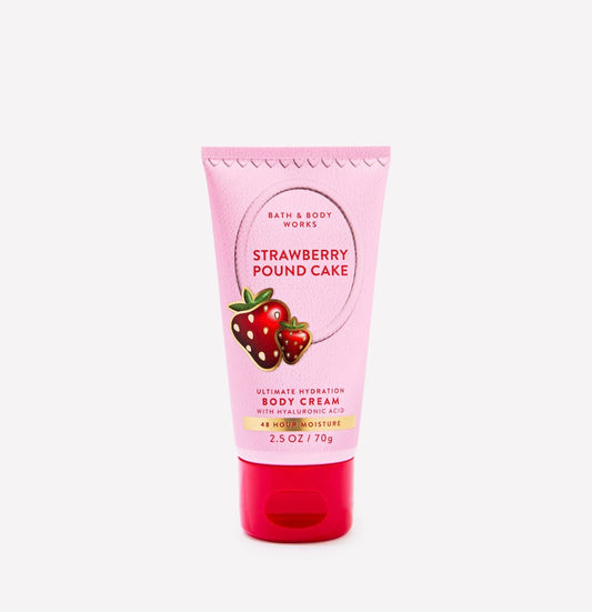 Bath & Body Works Strawberry Pound Cake Mini Body Cream 70 g | Crema Corporal Hidratante