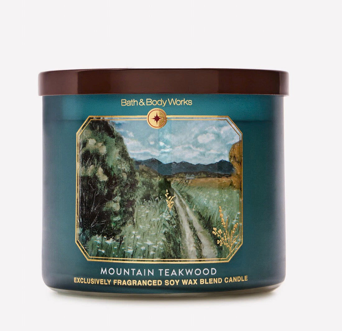 Bath & Body Works Mountain Teakwood Vela Aromática de 3 Mechas 411 g