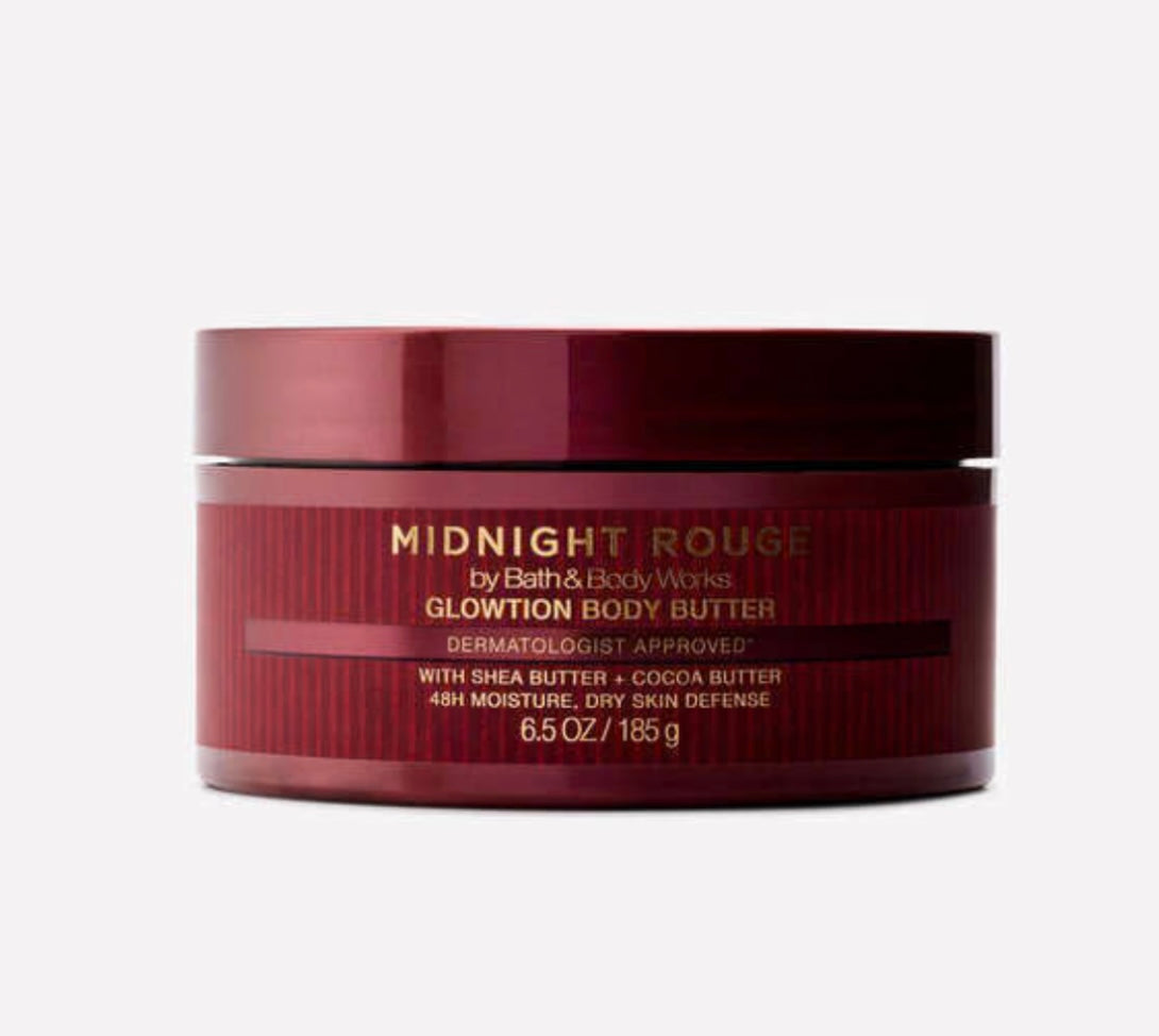 Bath & Body Works Midnight Rouge Glowtion Body Butter 185 g – Manteca Corporal con Brillo