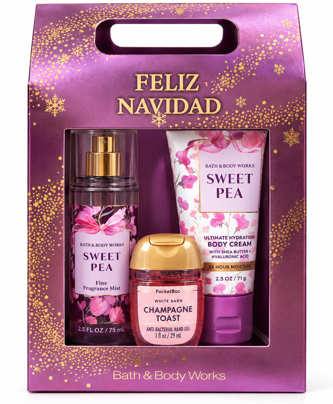 🎄 Set de Regalo Bath & Body Works Sweet Pea + Champagne Toast – 3 Piezas