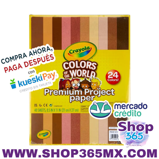 Papel de construcción Crayola en colores del mundo, 8.5” x 11”, 24 colores, materiales para manualidades, 48 páginas, niño