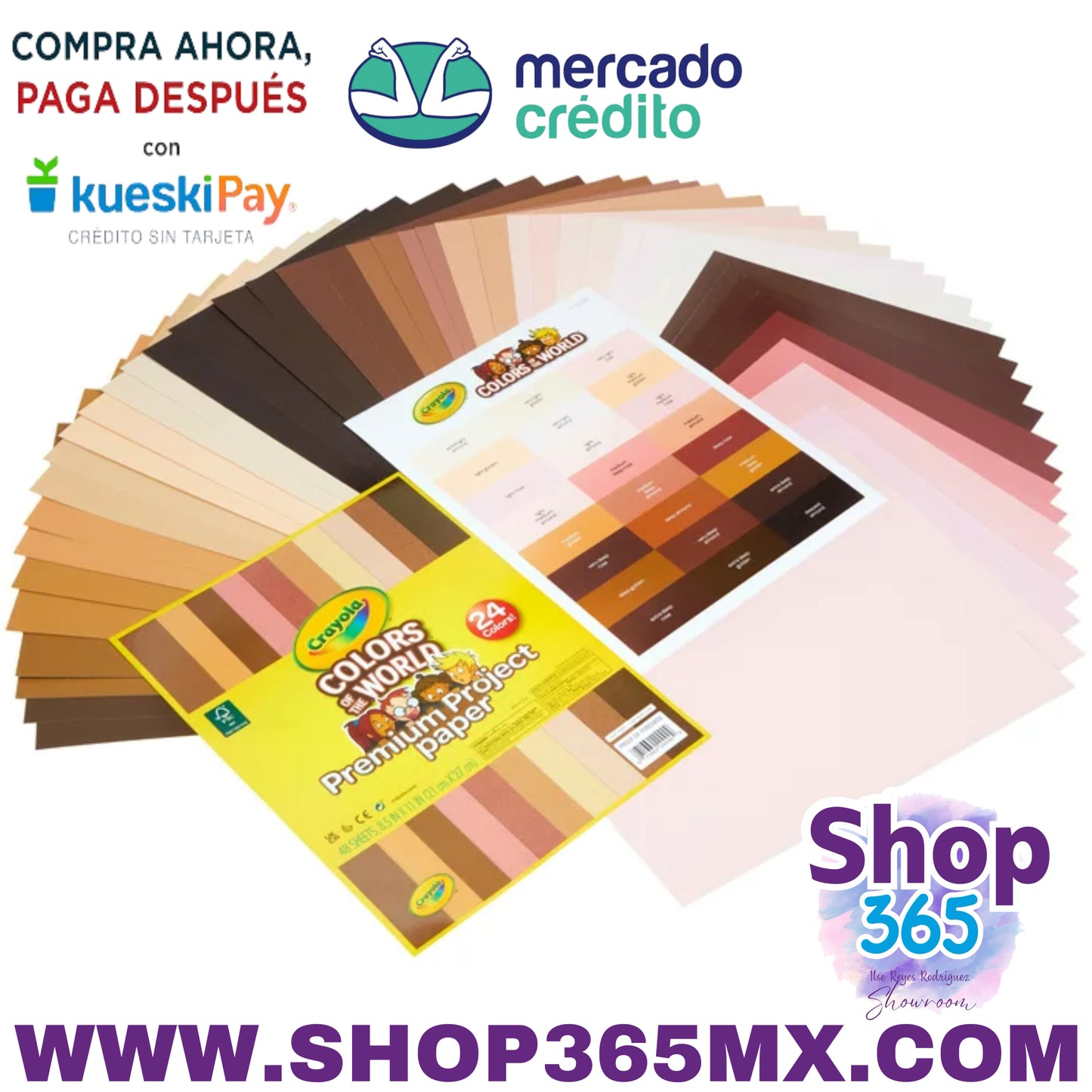 Papel de construcción Crayola en colores del mundo, 8.5” x 11”, 24 colores, materiales para manualidades, 48 páginas, niño