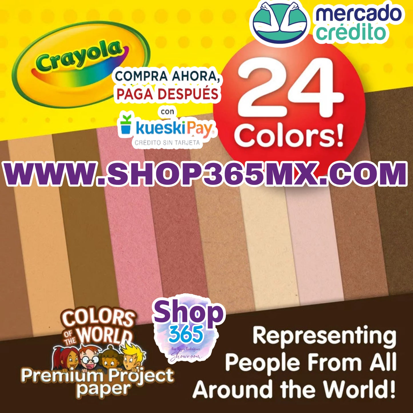 Papel de construcción Crayola en colores del mundo, 8.5” x 11”, 24 colores, materiales para manualidades, 48 páginas, niño