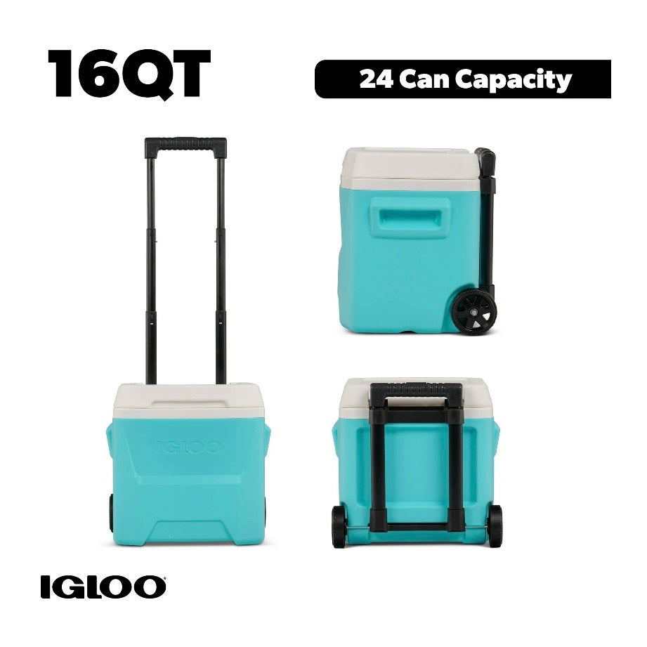 Igloo Hielera Rígida de 16 QT Laguna con Ruedas, Azul Aqua