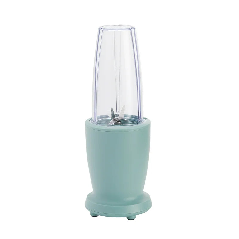 Mainstays Juego de Licuadora de 10 Piezas, Verde Salvia, 300W, con 3 Frascos (10oz, 16oz, 18oz), 2 Tapas para Beber, Cuchilla de Acero Inoxidable