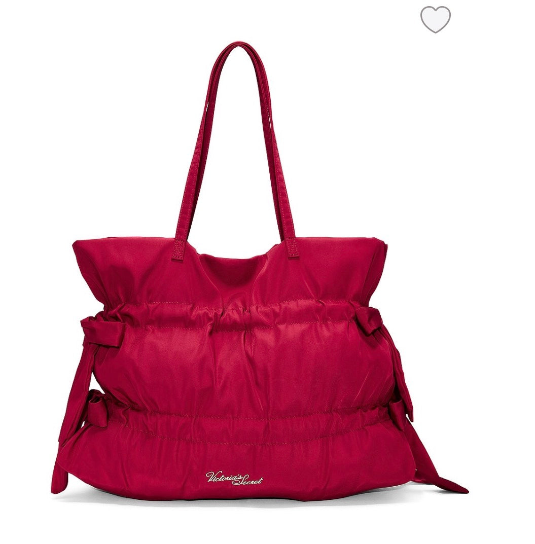 Bolsa Tote Victoria’s Secret Red Lacquer – Bolso de Hombro con Diseño Fruncido