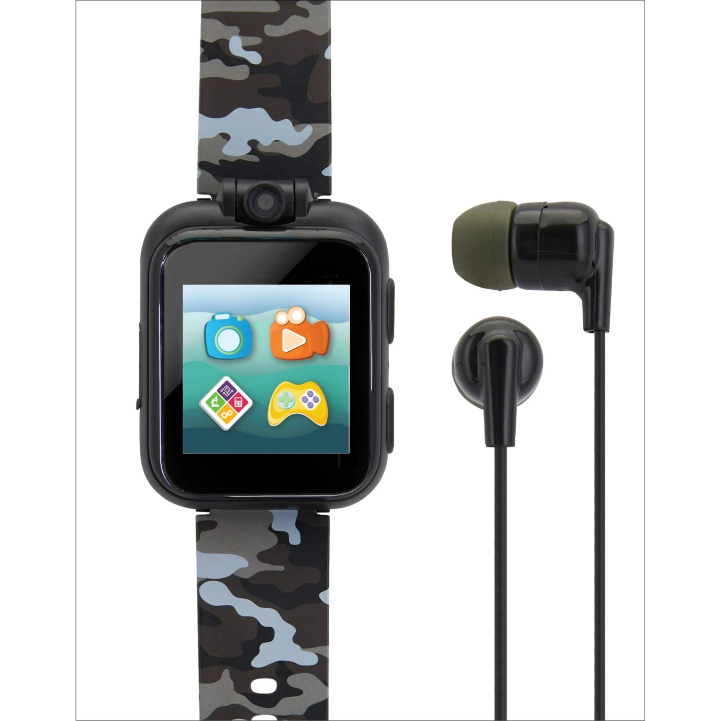 iTech Junior Conjunto de Reloj Inteligente y Auriculares para Niños Camuflaje Negro/gris