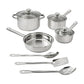 Mainstays Juego de Utensilios de Cocina y Sartenes de Acero Inoxidable Antiadherente de 10 Piezas