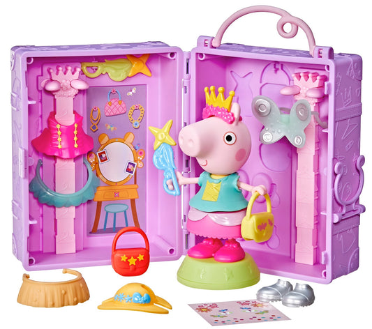 Peppa Pig Peppa's Juego de Armario de Disfraces Muñeca de 6", 14 Accesorios, Juguetes Preescolares