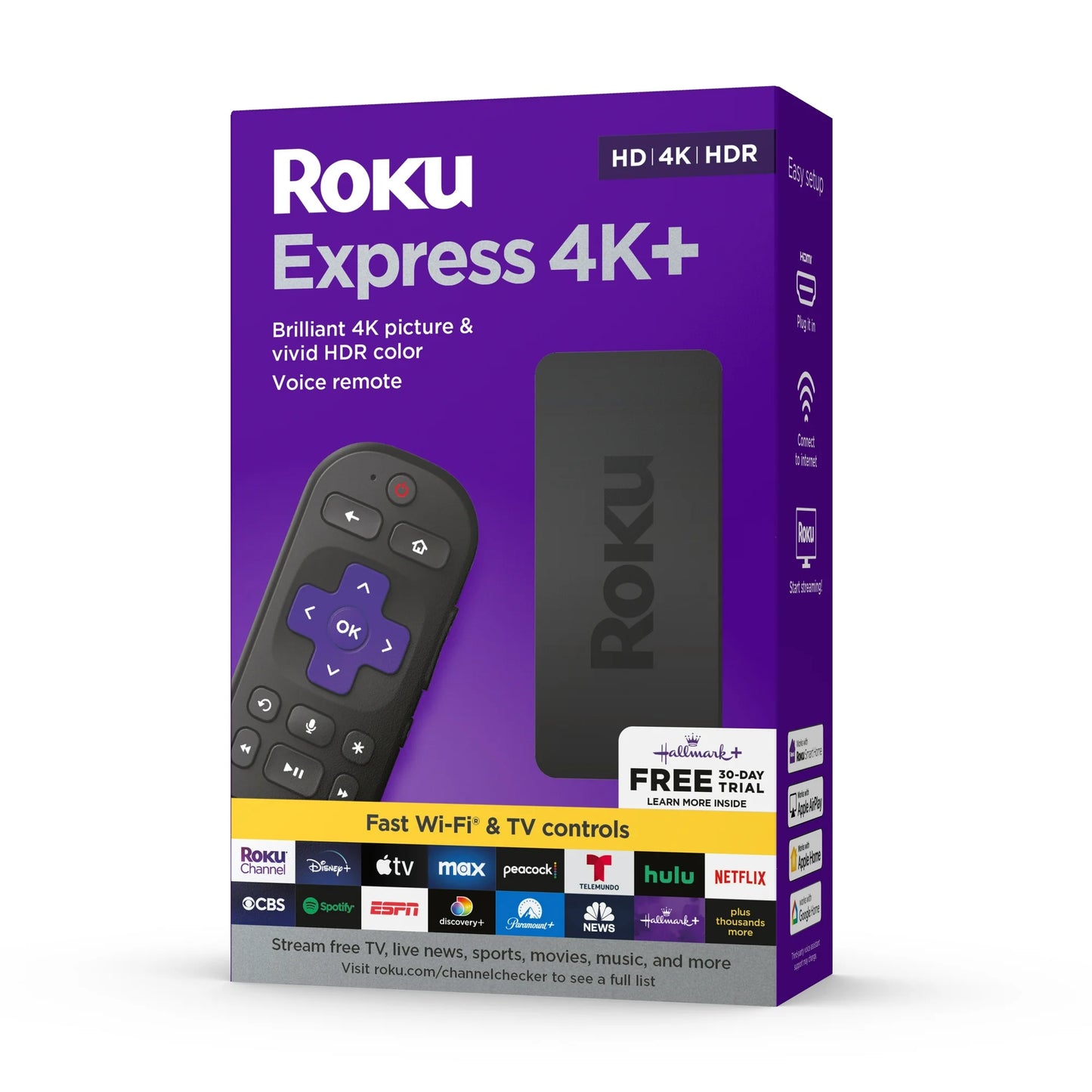 Roku Expreso 4K plus Reproductor de Streaming HD 4K HDR con Control Remoto por Voz Roku con Controles de Television