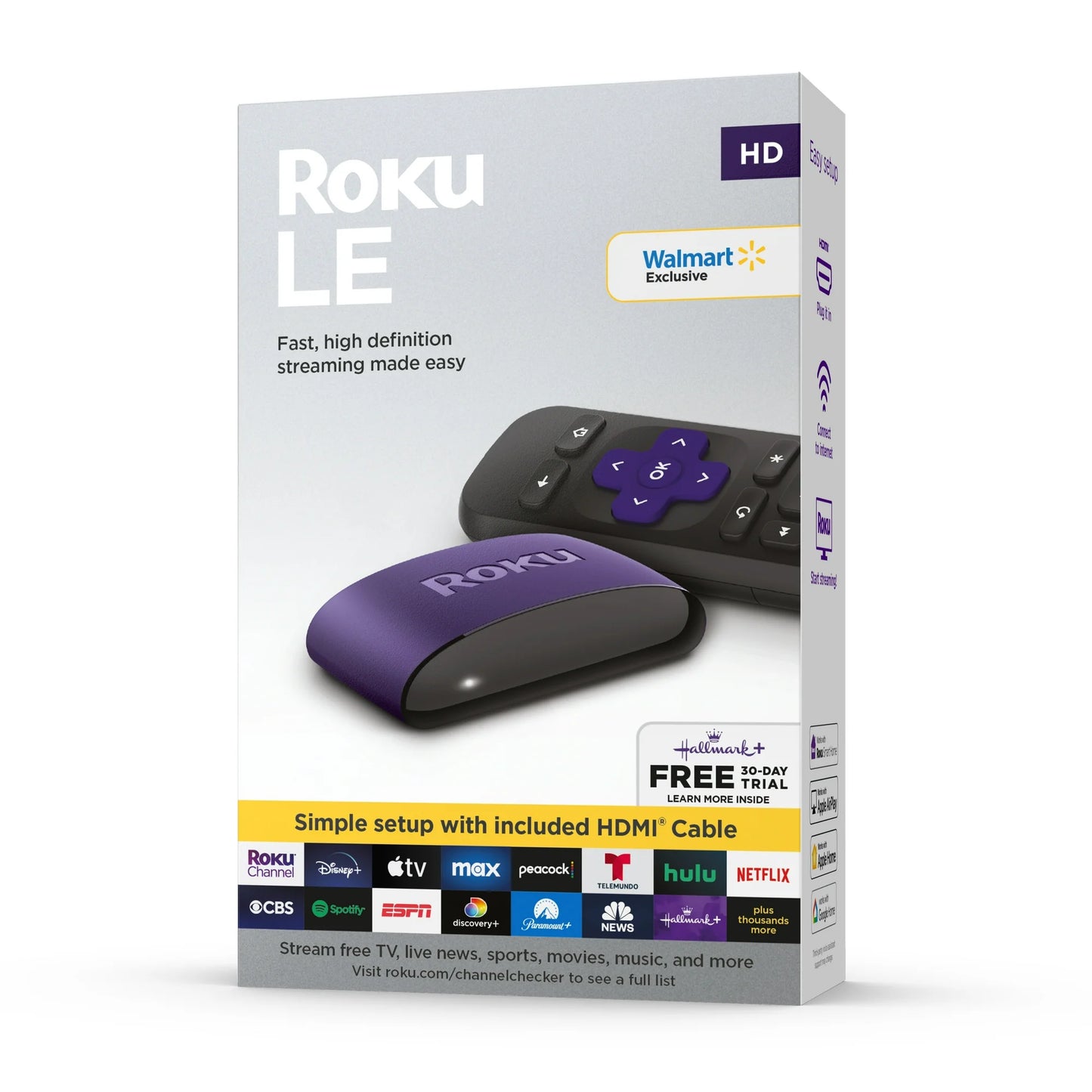 Roku Reproductor Multimedia de Transmisión LE HD con HDMI de Alta Velocidad Cable y Control Remoto Simple