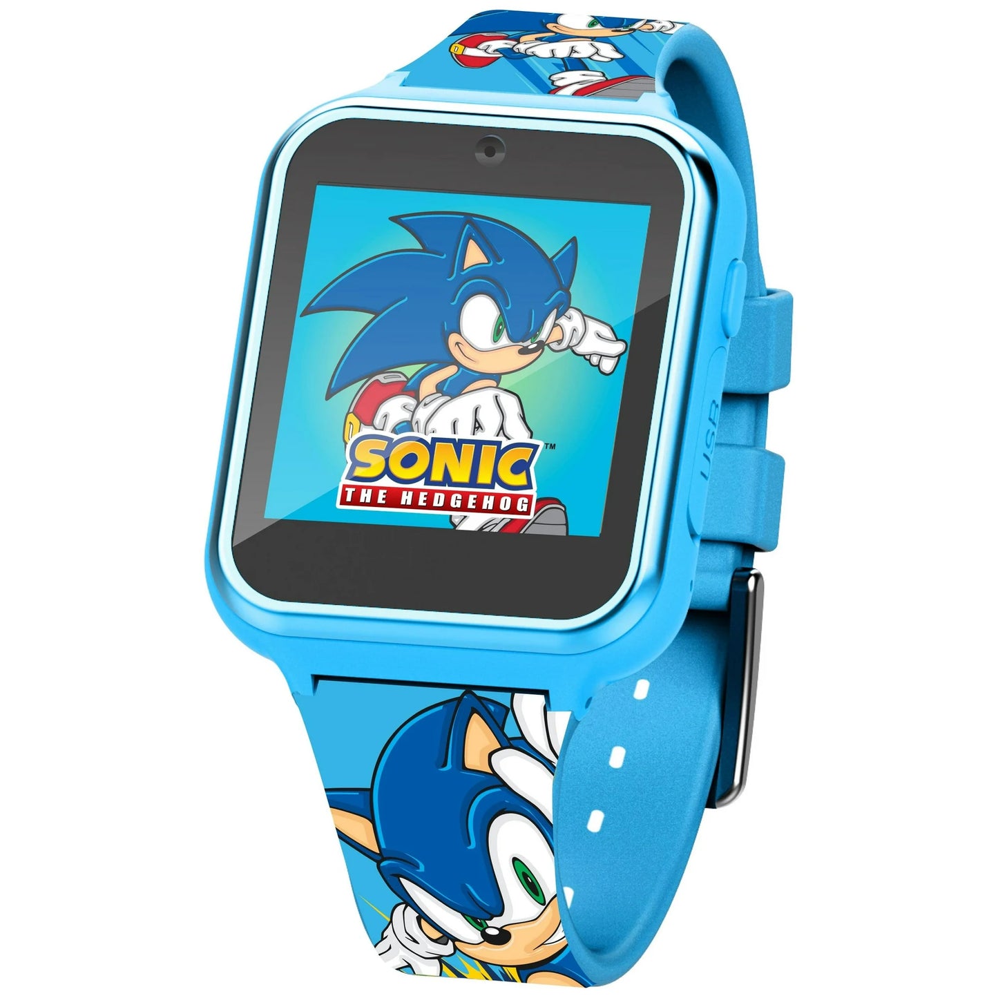 Sonic The Hedgehog SEGA Reloj Inteligente Unisex Infantil iTime con Correa de Silicona y Caja Azul de 42 Mm