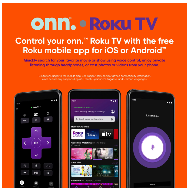 Onn.32" Roku TV Led HD 720P