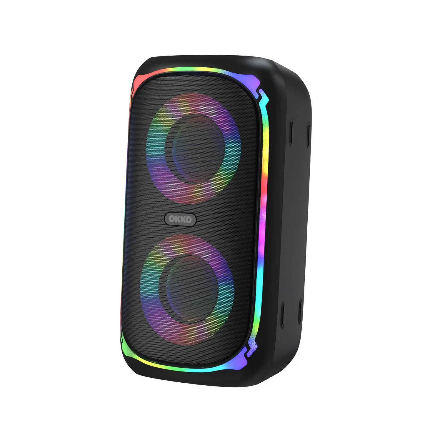 OKKO Altavoz Bluetooth Portátil Sonic Bass V4: Altavoz Inalámbrico para Fiestas con Graves Profundos, Altavoz Karaoke con Puerto para Micrófono, Luces LED, Altavoz Recargable Portátil para Exteriores