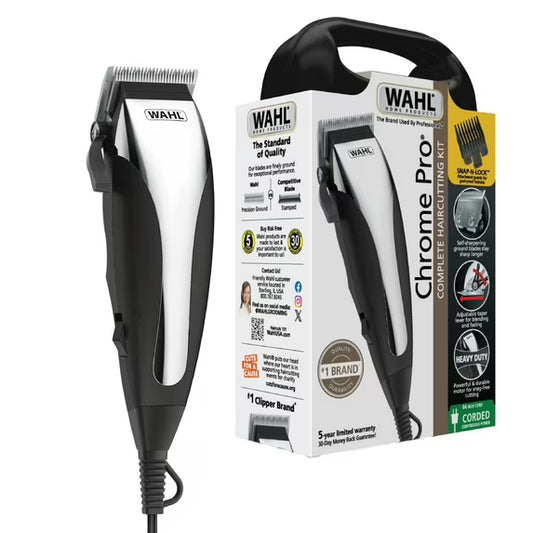 Wahl Chrome Pro , Kit Cortapelos con Cable para Hombre O Mujer, Negro/cromo - 9670-1201