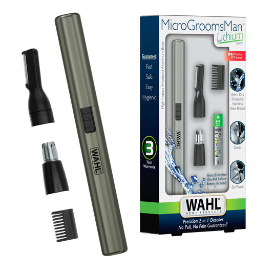 Wahl Recortadora de Pelo con Detalle Facial y Corporal con Batería de Litio Microgroomsman para Hombre 5640-1101