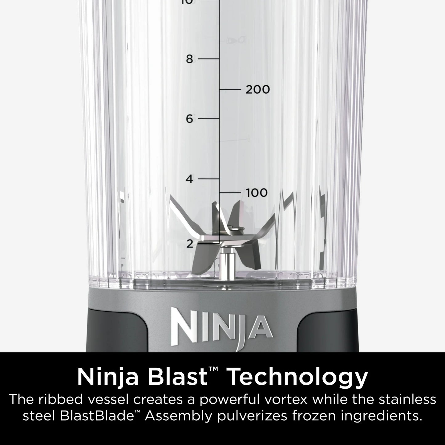 Ninja Blast Licuadora Portátil Personal de 16 oz con Tapa a Prueba de Fugas y Pico para Sorbos Fácil, Perfecta para Batidos, Color Negro, BC100BK