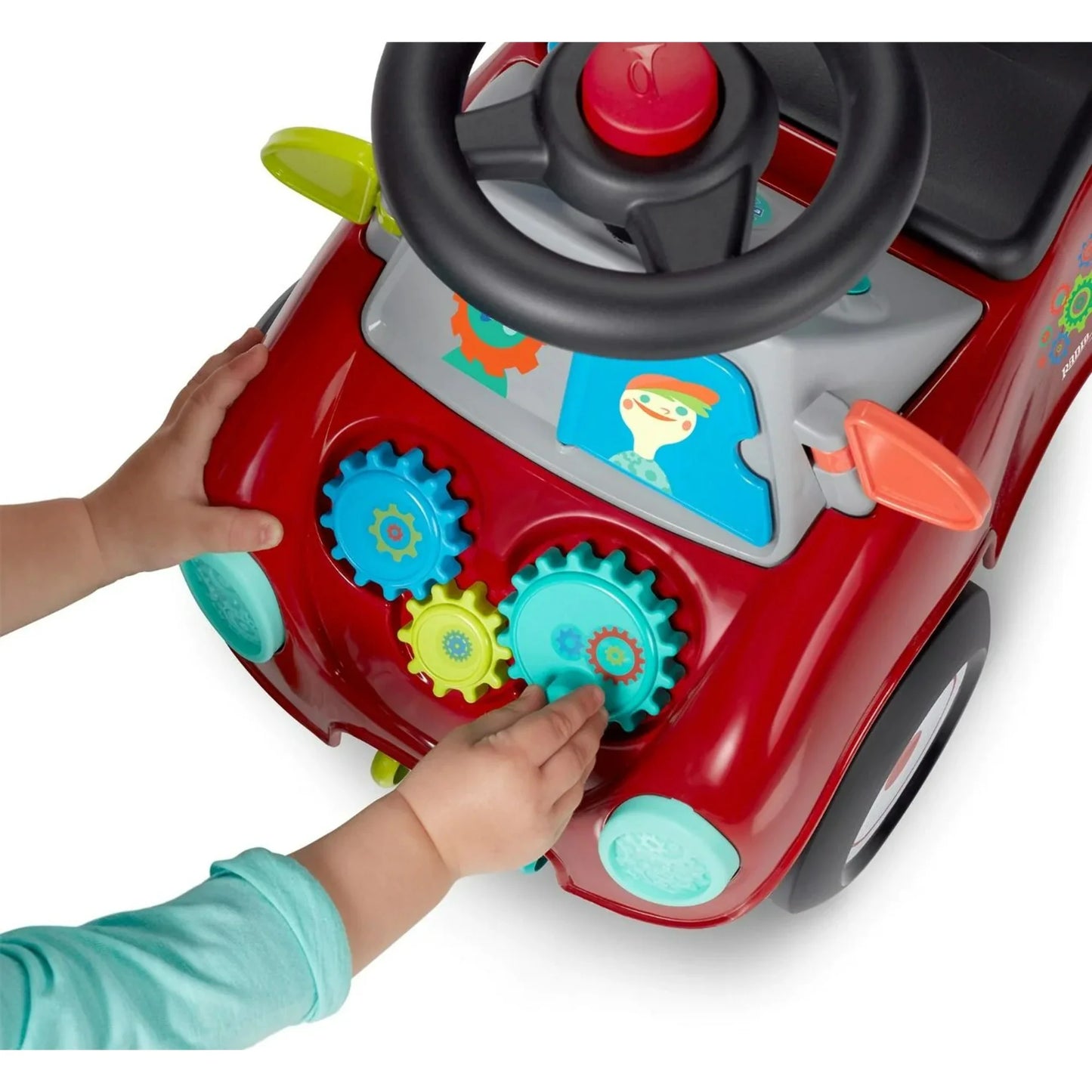 Radio Flyer Busto Ocupado Push Walker & Ride-on 3 en 1 con Funciones Interactivas, Rojo