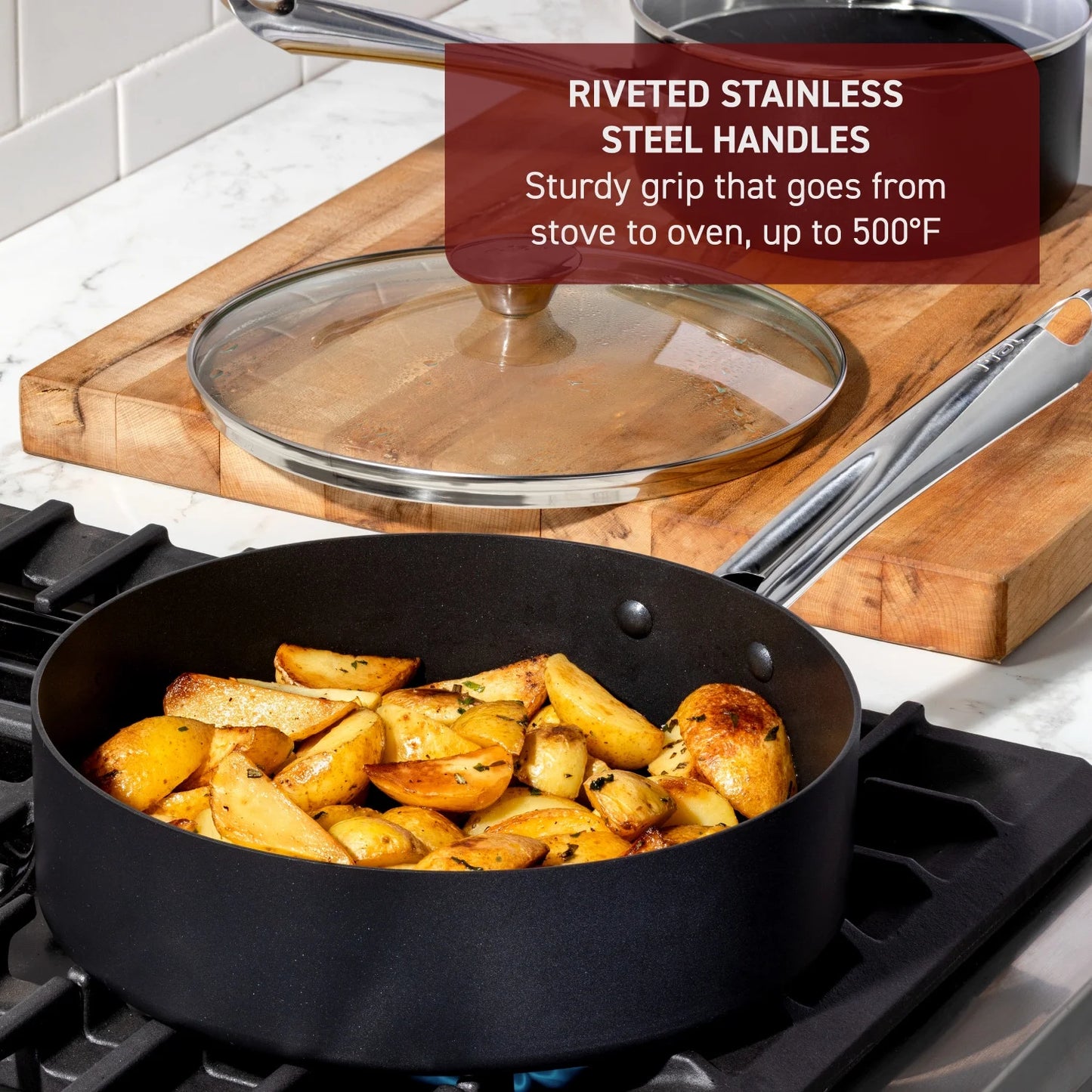 T-fal Cook & Strain Juego de Sartenes Antiadherentes de 2 Piezas, Sartenes de 10 y 11,5 Pulgadas, Negro