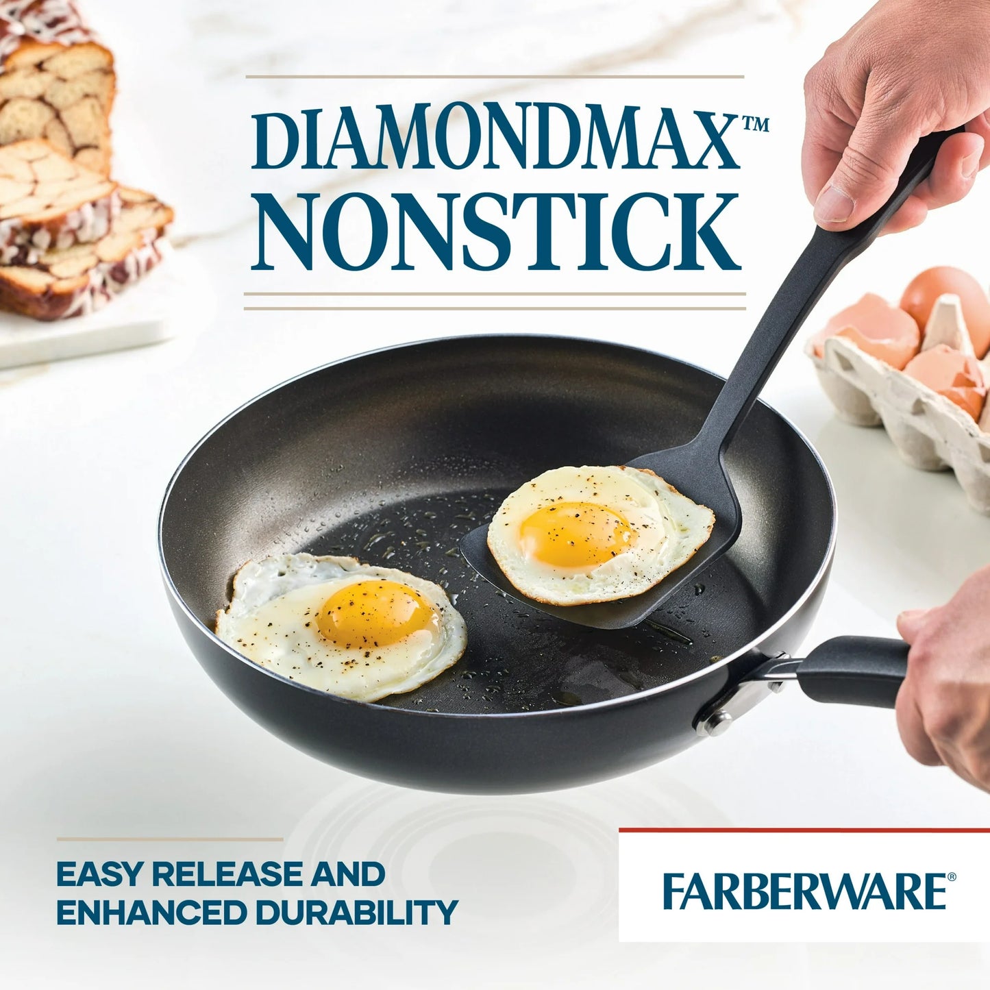 Farberware Easy Clean Juego de Sartenes/sartén Extra Profundas Antiadherentes, 2 Pzas, Apto para Lavavajillas, Apto para Horno, 10,5 Pulgadas y 12 Pulgadas, Negro