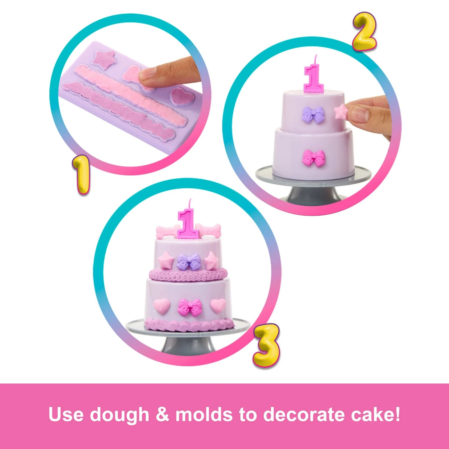 Barbie Muñeca y Accesorios de la Serie Birthday para Mascotas sin Caja, Juego de Lazos Birthday con 10 Sorpresas