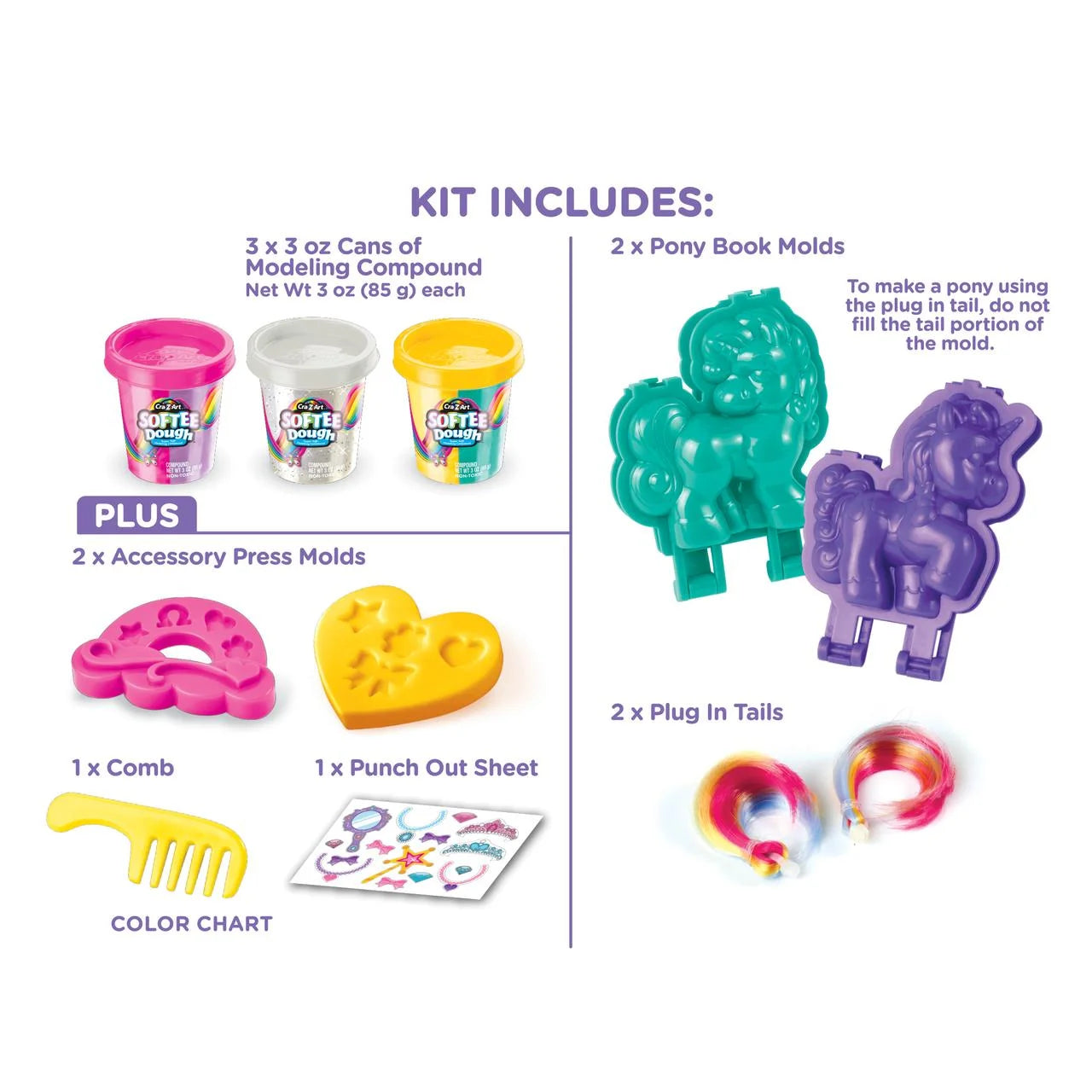 Softee Dough Cra-Z-Art Pony y Unicornio 1 Kit de Masa Multicolor, para Niños de 3 Años en Adelante