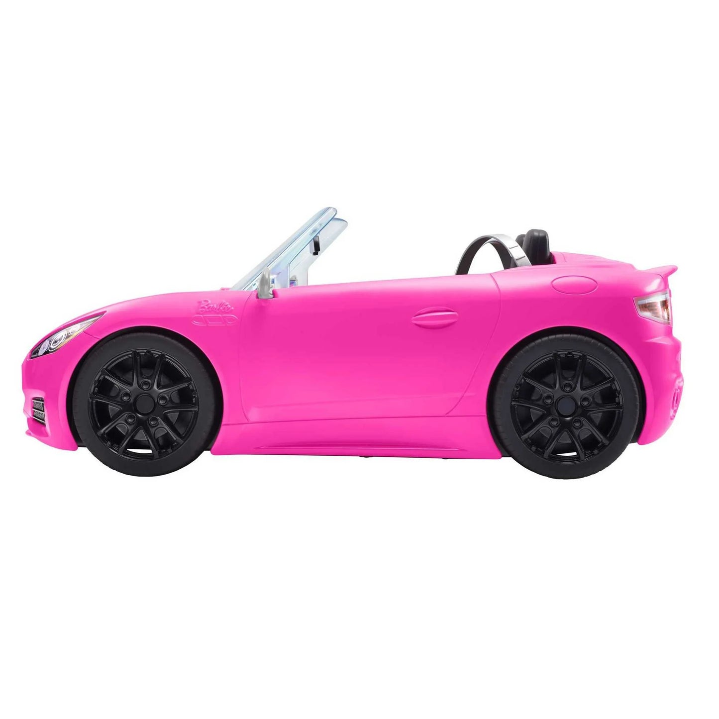 Barbie Auto de Juguete Convertible Rosa Brillante con Cinturones de Seguridad y Ruedas Giratorias (para 2 Muñecas), Juguete para 3 Años en Adelante