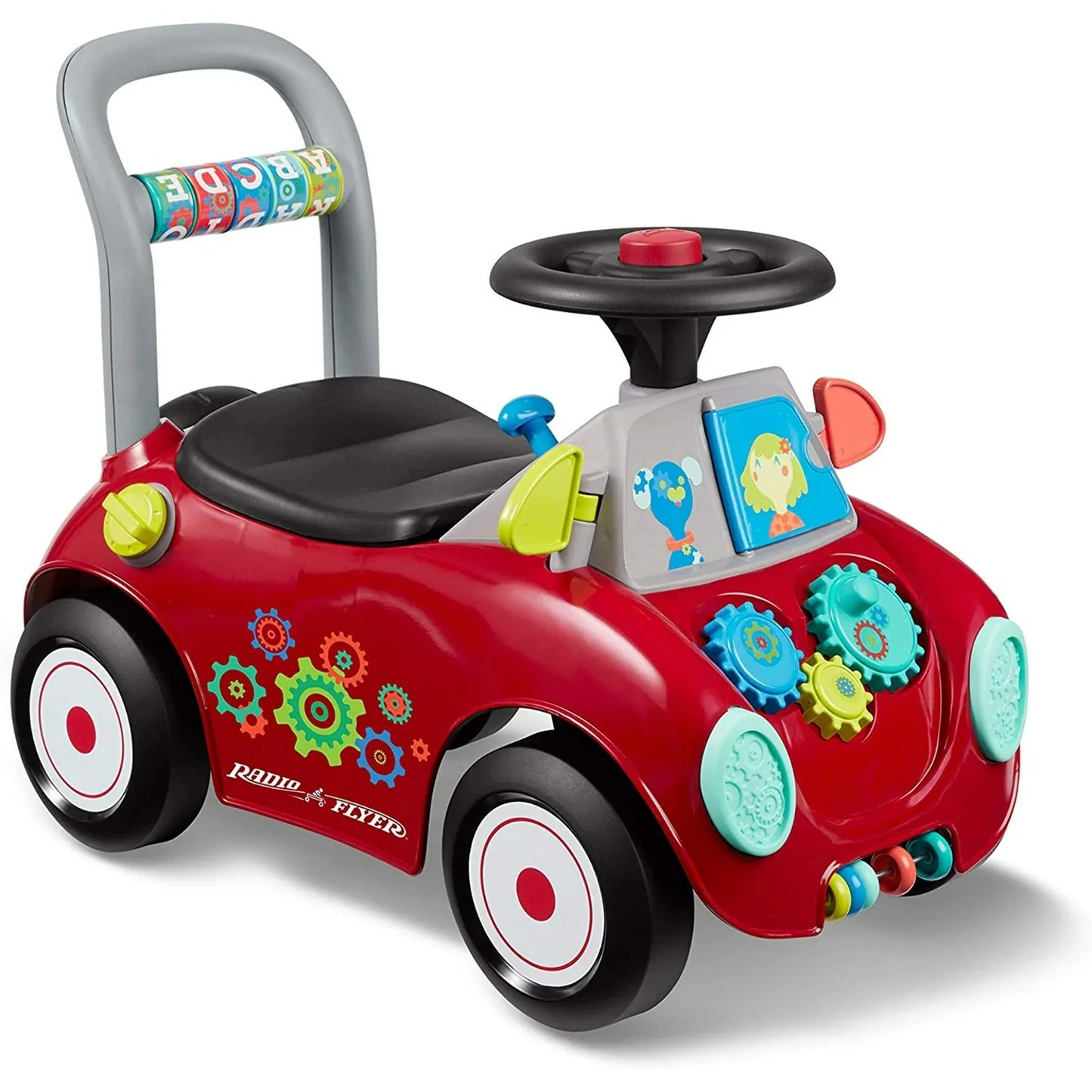 Radio Flyer Busto Ocupado Push Walker & Ride-on 3 en 1 con Funciones Interactivas, Rojo