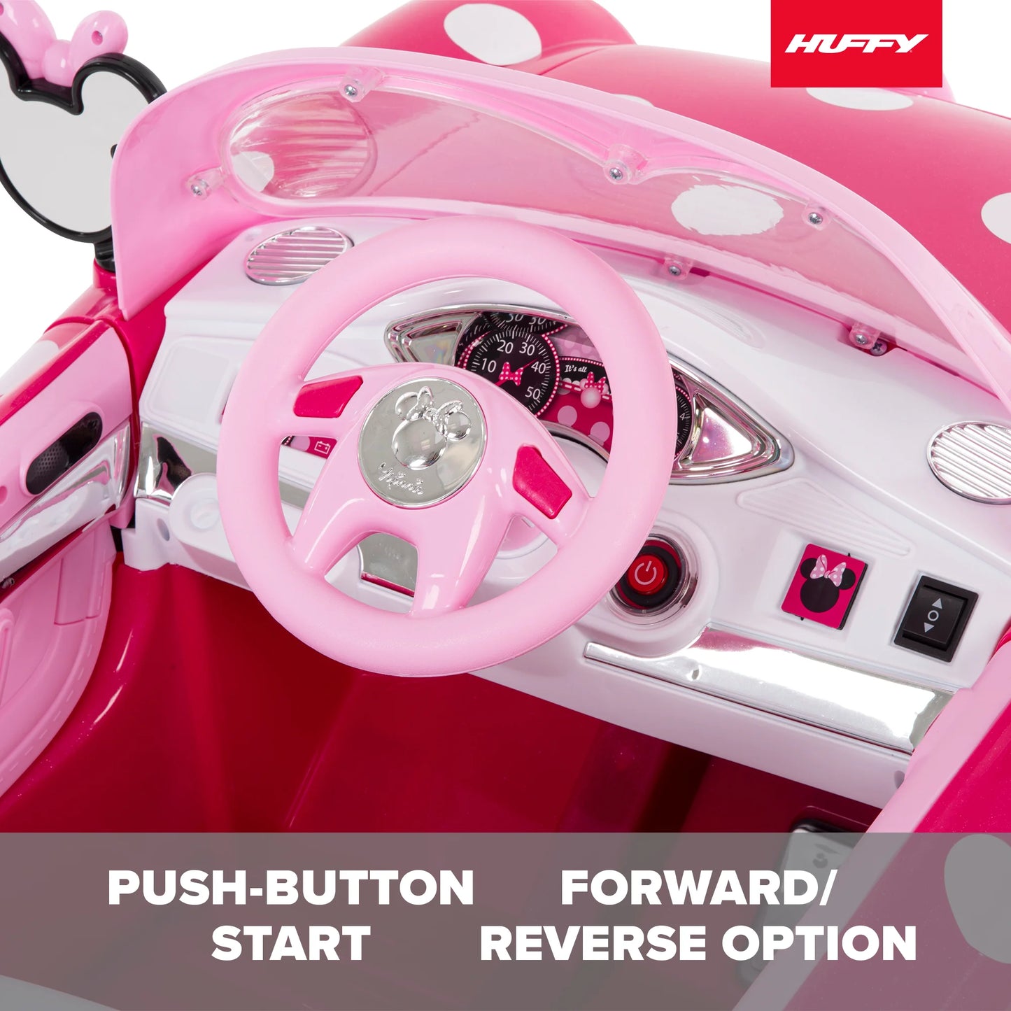 Auto de Paseo a Batería Huffy Disney Minnie Mouse de 6 V, para Niños a Partir de 3 Años - Rosa, una Unidad