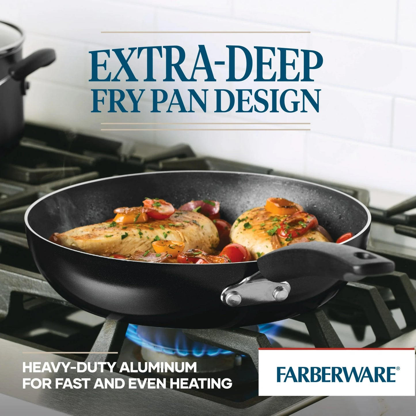 Farberware Easy Clean Juego de Sartenes/sartén Extra Profundas Antiadherentes, 2 Pzas, Apto para Lavavajillas, Apto para Horno, 10,5 Pulgadas y 12 Pulgadas, Negro