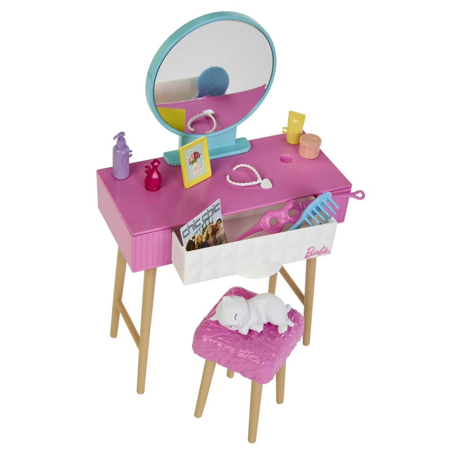 Barbie Juego de Muñeca y Dormitorio, Muebles Barbie con Más de 20 Piezas de Narración