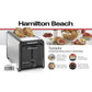 Hamilton Beach Tostadora de 2 Rebanadas con Ranuras Anchas, Función para Bagels, Potenciador de Tostado, Acero Inoxidable, Nueva, 22997F